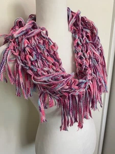 Justice Scarf Girls Pink Blue Sparkle Scarf One Size Unicorn Fringe - Picture 1 of 4