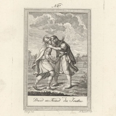 Bibel Altes Testament David Jonathan Weltgeschichte Original Kupferstich 19 Jhd - Bild 1 von 3