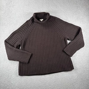 J Jill Sweater Womens XL Pullover Brown Ribbed Chunky Knit Mock Neck Casual Warm - Picture 1 of 10