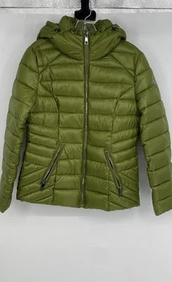 Guess Womens Green Long Sleeve Hooded Full-Zip Winter Puffer Jacket Size M - Image 1 of 4
