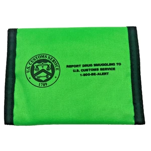 Vintage 90' Neon Green US Customs Service Report Drug Smuggling Wallet - Bild 1 von 4