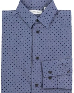 CALVIN KLEIN Big Boys Blue Long Sleeve Chambray Dot Shirt, 20 - Picture 1 of 1