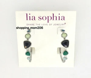 Lia Sophia "Riverwalk" Matte Silver Tone w/Resin Hoop Earrings - Picture 1 of 2