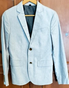 NWT J Crew Crewcuts Boys Gray Linen Blend Ludlow Blazer Size 14 - Picture 1 of 7