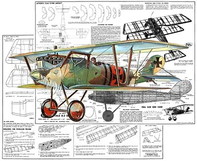 Guillows Model Airplane Plans (FF): Pfalz D.3 Scout 18" Scale Rubber-Powered - Image 1 of 3