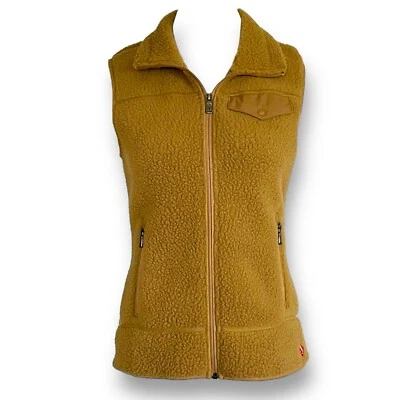 EMS Womens Vest Sz XS Tan Sherpa Fleece Polartec Snap Pocket Gorpcore Full Zip - Image 1 of 4