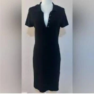Vestido Polo BCBGMaxAzria Bodycon Elastizado Tejido Botones Marrón Chocolate Mediano M - Imagen 1 de 9