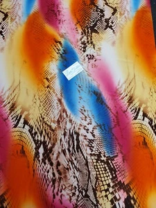 90/10 Stretch Chiffon Spandex Digital Print - 4 Way Stretch - "Tie Dye Snake" - Picture 1 of 8