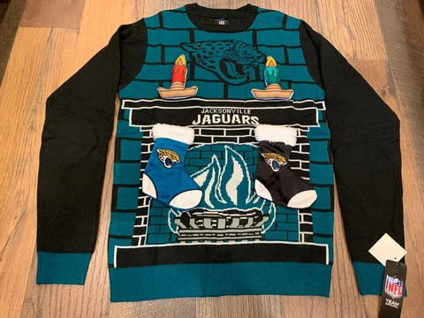 Jacksonville Jaguars NFL Men's Ugly Christmas 3D Sweater Size Medium - NWT Cover