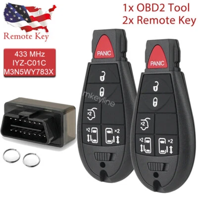 2 Llavero remoto + programador para Dodge Grand Caravan Chrysler Town & Country Foto 1 de 4
