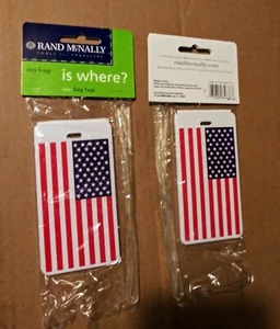 Rand McNALLY 2er SET USA FLAGGE GEPÄCK ID TAGS (brandneu im Paket) - Bild 1 von 2