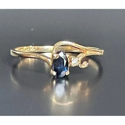 MAGIC GLO YELLOW GOLD  BLUE SPINEL & DIAMOND RING SIZE 6.5 SKY - Image 1 of 4