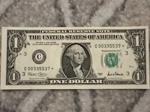 SERIES 2001 STAR $1 Dollar Bill - LOW SERIAL NUMBER "C0033553X✯” L✯✯K - REPEATER - Picture 1 of 16
