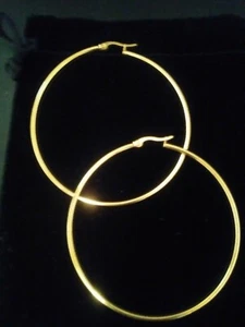 14KT ROSE GOLD & STS SNAP BACK ROUND HOOP EARRINGS  1/2  INCH SPECIAL! 12.5 mm - Picture 1 of 12