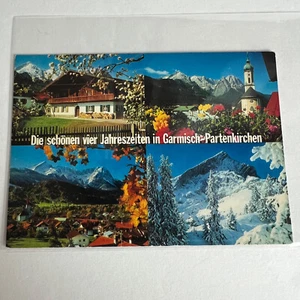 GARMISCH PARTENKIRCHEN Bavaria St Martin Church 4 Seasons Postcard - Picture 1 of 4