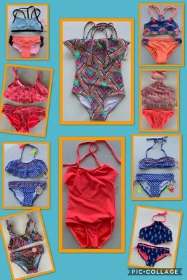 NWT Gianni Bini GB Girls' Swimsuit Bikini Top & Bottoms One piece Blue Coral  - Image 1 of 4