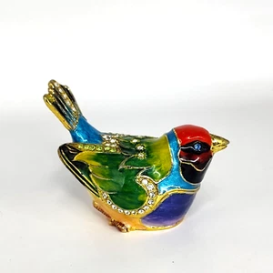 Department 56 Bejeweled Multicolored Bird Trinket Box Austrian Crystals - Picture 1 of 8