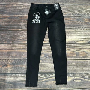 Disney bei Primark 13-14 Jahre Mickey Mouse schwarze Jeans roher Saum Skinny neu mit Etikett - Bild 1 von 12