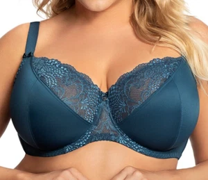 Gorsenia Rita K686 Underwire Bra Gr.65F UK 30E Embroidery Soft Tulle Blue Navy - Picture 1 of 5