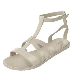 Zaxy NEW Dual ivory ankle strap women's jelly fashion t-bar sandals sizes 3-8  - Picture 1 of 1