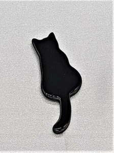 lucky handmade ceramic black cat fridge magnet - Picture 1 of 3