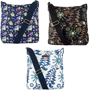 Urban Beach Canvas & Beach Tote Bag Womens Bloom Shoulder Blue Brown or White - Picture 1 of 4
