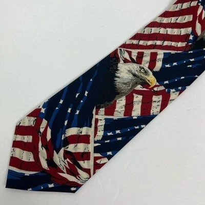 Corbata E. Graziano Águila Calva y Bandera Americana EE. UU. Patriótica Roja Blanca Azul 4 de Julio Foto 1 de 4