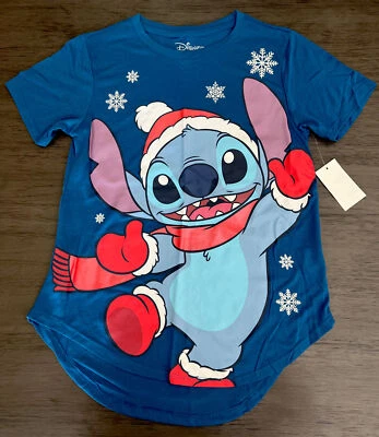 全新 Junior's 印花圣诞 SS T 恤 迪士尼 尺寸 XXL (19) 蓝色 STITCH — 第 1/3 张图片