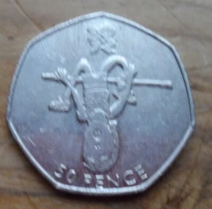 Olympische 50p Münze Hochspringer 2011 Olympische Spiele 2011 - im Umlauf (4) - Bild 1 von 2