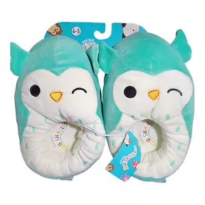 Squishmallows Plush Slippers Kids Owl Mint Green NEW Size 4/5 - Picture 1 of 2
