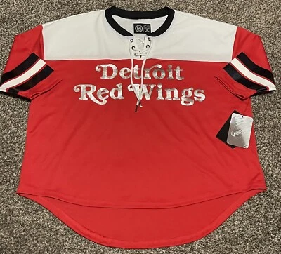 NWT Womens Detroit Red Wings Hockey Jersey Shirt Size Medium GIII Oversized - Image 1 of 3
