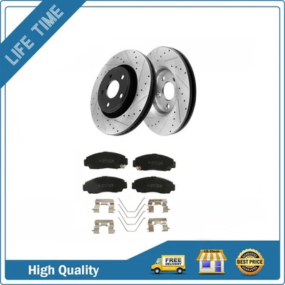 Front Drilled Slotted Brake Rotors Pads for 2006-08 Honda Accord Acura CL TL TSX — 第 1/4 张图片