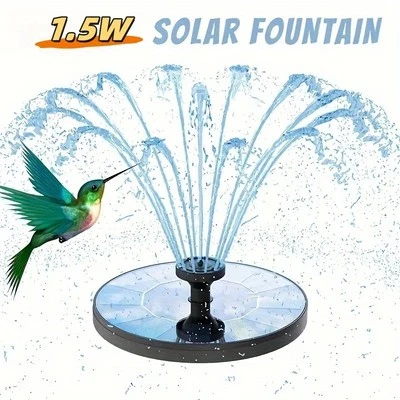 Solar Power Bird Bath Fountain Pump Upgrade 1.5W Solar Fountain with 6 Nozzle AA - Image 1 of 4