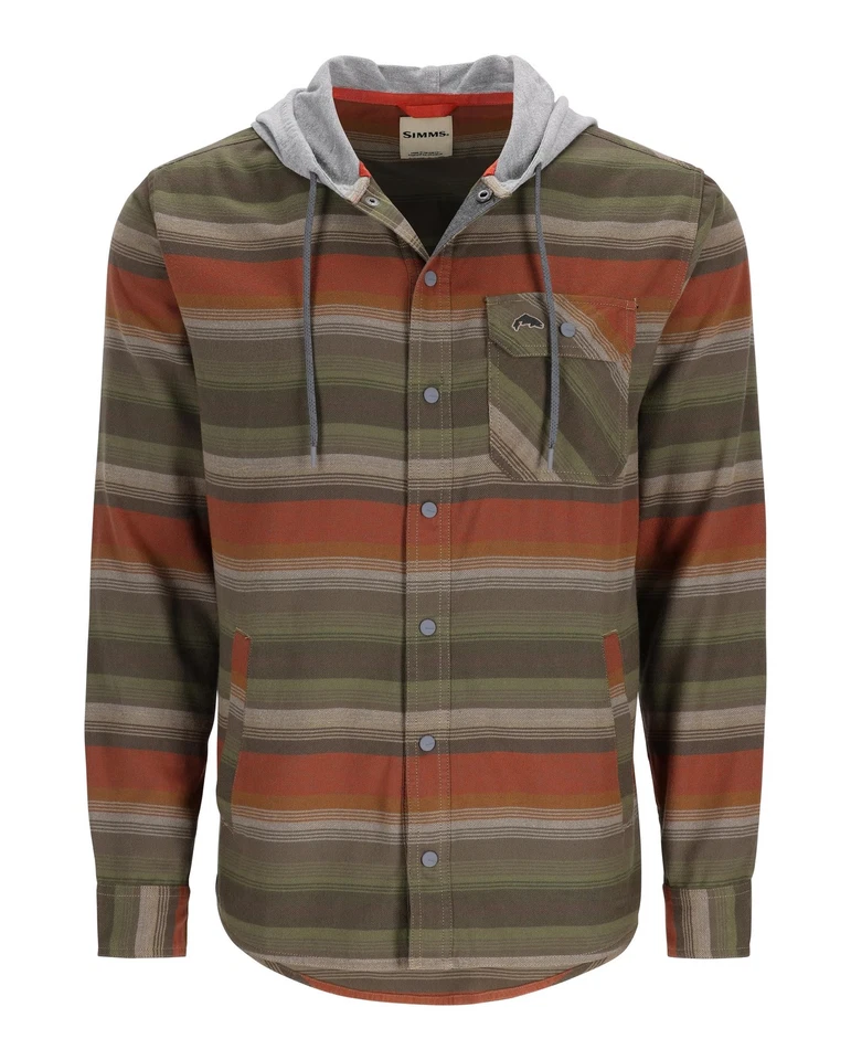 Men's Santee Flannel Hoody - Clay/Cork Stripe - Small - Image 1 of 1