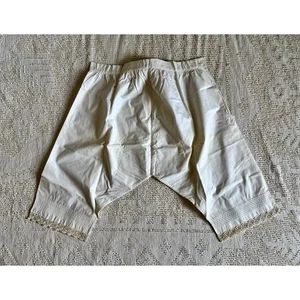 Pantalones antiguos eduardianos de la década de 1910 algodón con adornos de encaje floral como están pájaro herido - Imagen 1 de 21