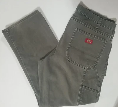 Vtg Dickies Green W8163JD Carpenter Men's 36 x 30 Cotton Duck Pants - Image 1 of 4