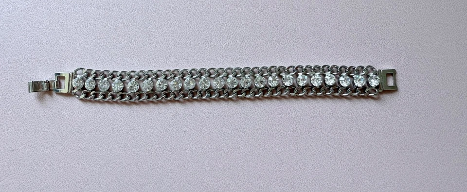 Classic Wide Vintage Rhinestone Chain Bracelet - Image 1 of 4