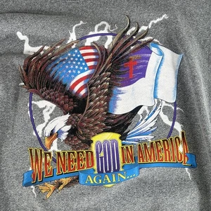 Suéter De Colección We Need God In America Biblia EE. UU. Águila Calva Para Hombres Talla XL 90s - Imagen 1 de 6