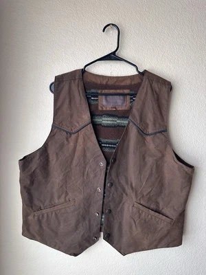 Outback Trading Overlander Oilskin Sherpa Lined Chore Pocket Vest Men’s Size L - Image 1 of 4