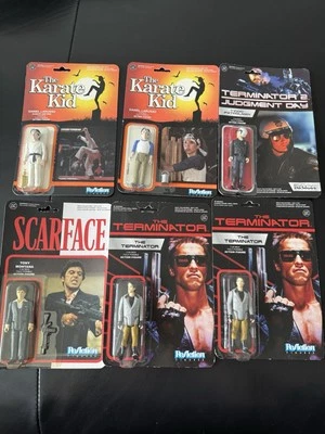 Lot Of 6 ReAction Figures Terminator2 The Karate Kid Scarface - Image 1 of 4