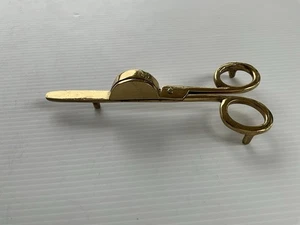 Vintage Candle Scissor Snuffer Wick Cutter Shiny Brass with 3 Leg Stand - Picture 1 of 7