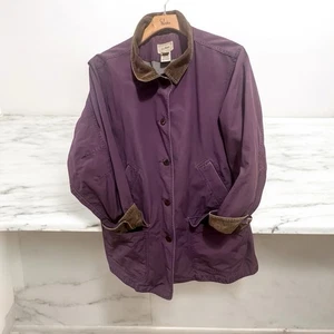 L.L. Bean Adirondack Barn Coat Womans 3X Purple Chore Field Jacket Corduroy Trim - Picture 1 of 11