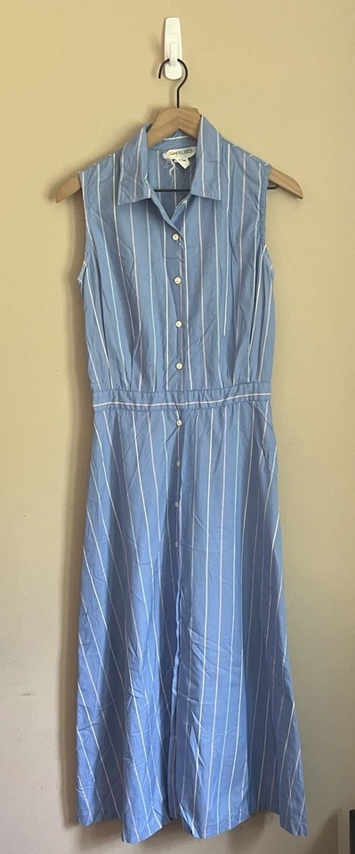 Dress Breeches Vintage Button Up Shirt Womens Size Small Oxford Blue Stripe - Image 1 of 3