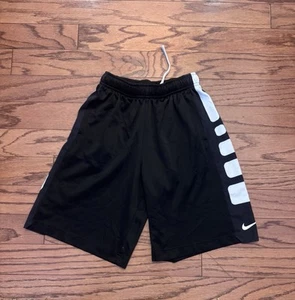 Boys Size Medium Nike Elite Basketball Shorts Black With White - Picture 1 of 3
