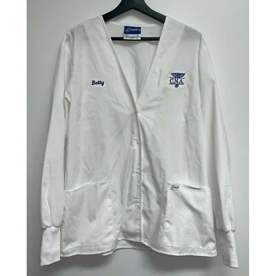 CNA Womens Nurse Betty Embroidered Medical Shirt Scrub Top White Costume M DIY - Image 1 of 4