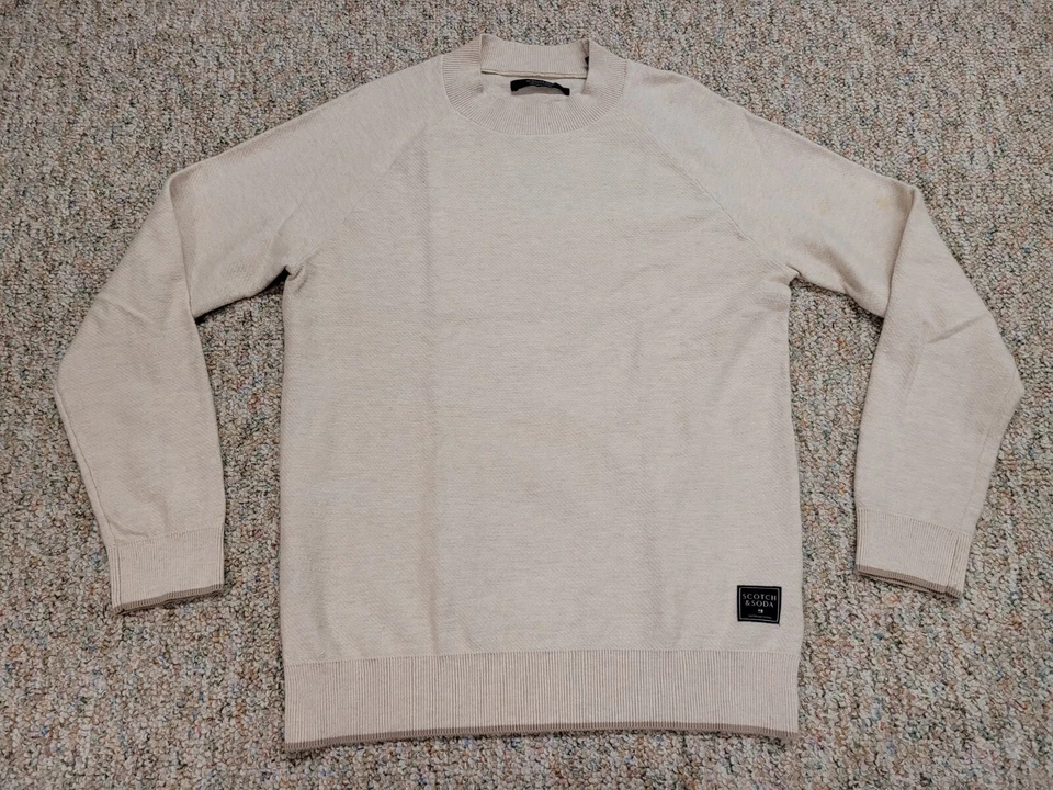 Suéter Scotch And Soda Para Hombre Mediano Beige Cuello Simulado Mezcla de Lana Manga Larga Foto 1 de 4