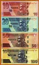 SET Zimbabwe, 10-20-50-100 dollars, 2020, P-New, Completely Redesigned, UNC