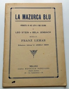 Franz Lehar “La mazurca blu” Sonzogno 1921. Libretto dell'operetta - Imagen 1 de 13