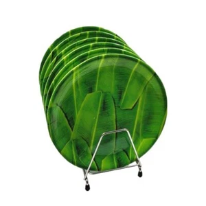 Banana Leaf Print Melamine Plate Round Full Size Plates (Set of 6) - Picture 1 of 4