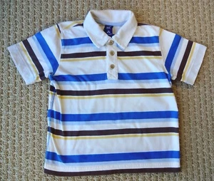 GAP BOYS Retro Surf Skate Stripe Collar Wood Buttons Knit Polo Shirt XS 4 5 Yrs - Picture 1 of 5